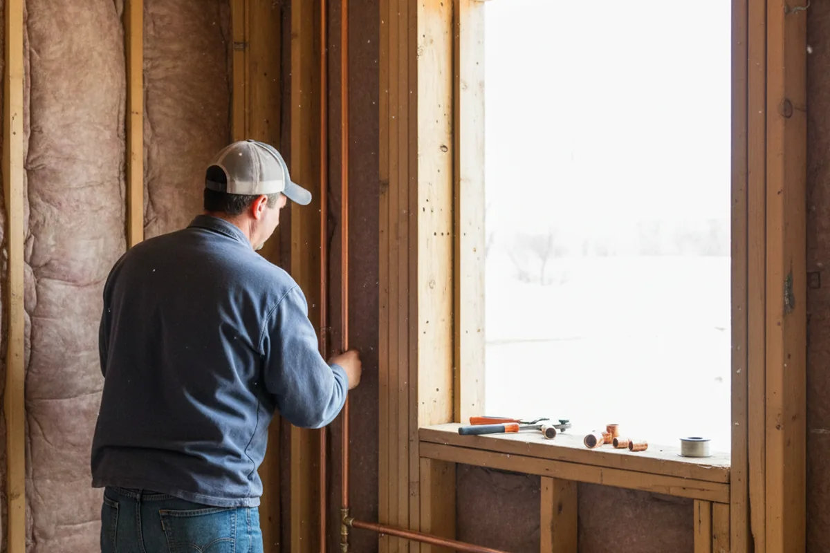 Licensed plumber running new copper supply lines in a Othello home