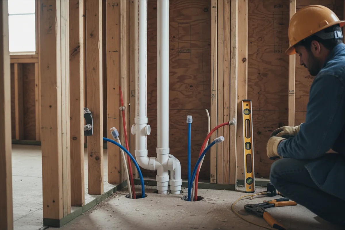 Drain and supply rough-in during Leak Detection in Othello