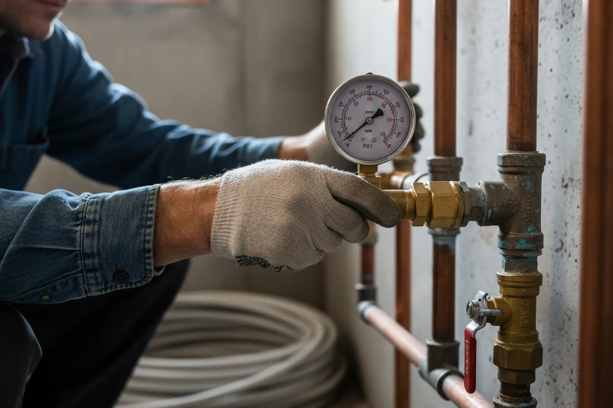 Pressure testing a repaired line during Water Line Repair in Othello